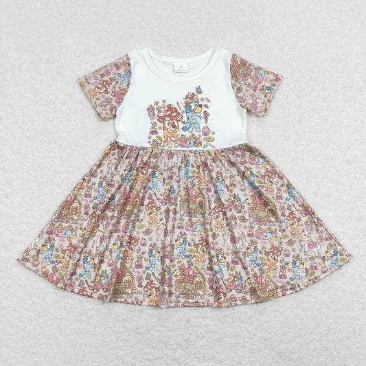 GSD0623 bluey mushroom white short sleeve dress