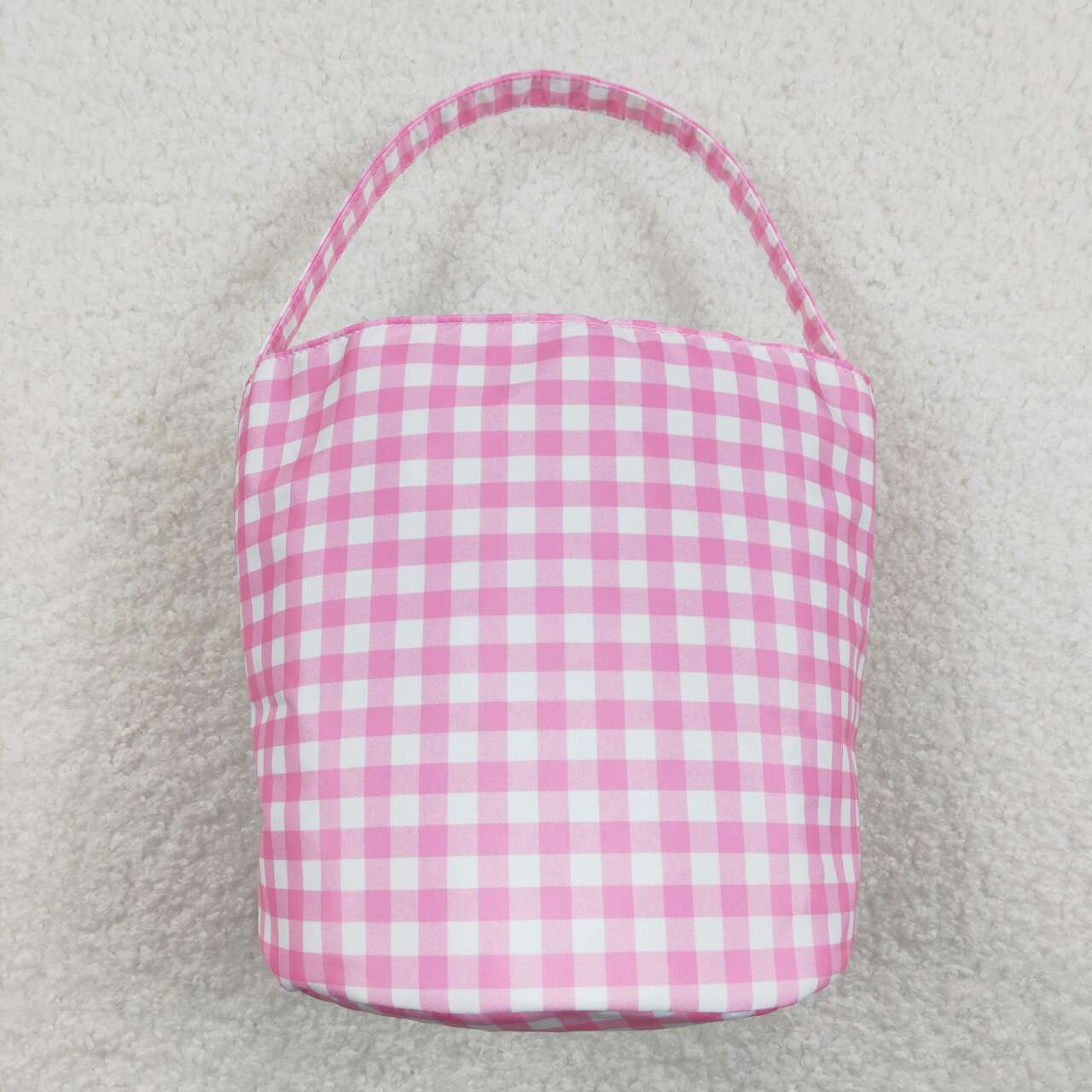 BA0160 Colorful rabbit pink and white plaid lace bucket bag