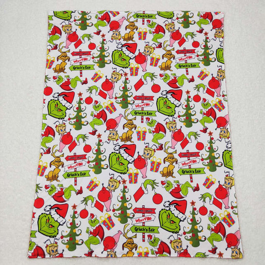 BL0085 grinch cartoon red and white baby blanket