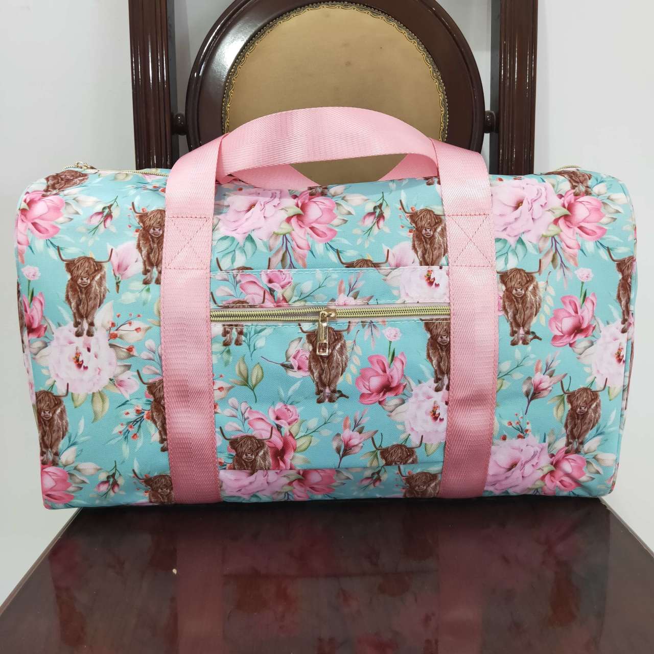 BA0084 Alpine Blossom Light Blue Gym Bag