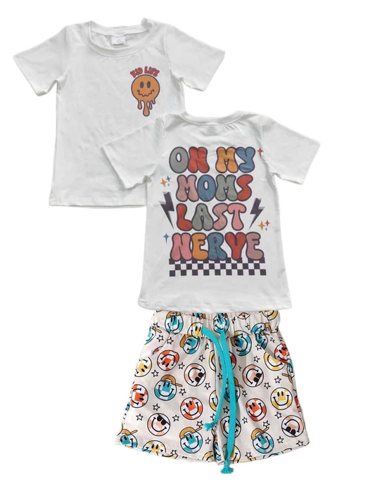 RTS BT0269+SS0192 no moq Smiley Girls Short Sleeve Shorts Set