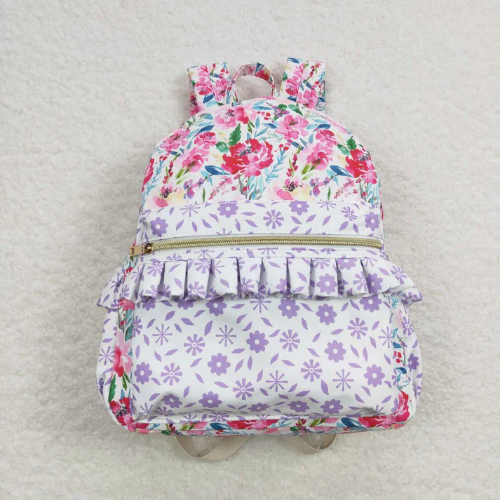 RTS no moq Girls Back To School Small Flowers Back Bags Lunch Boxes flowers match