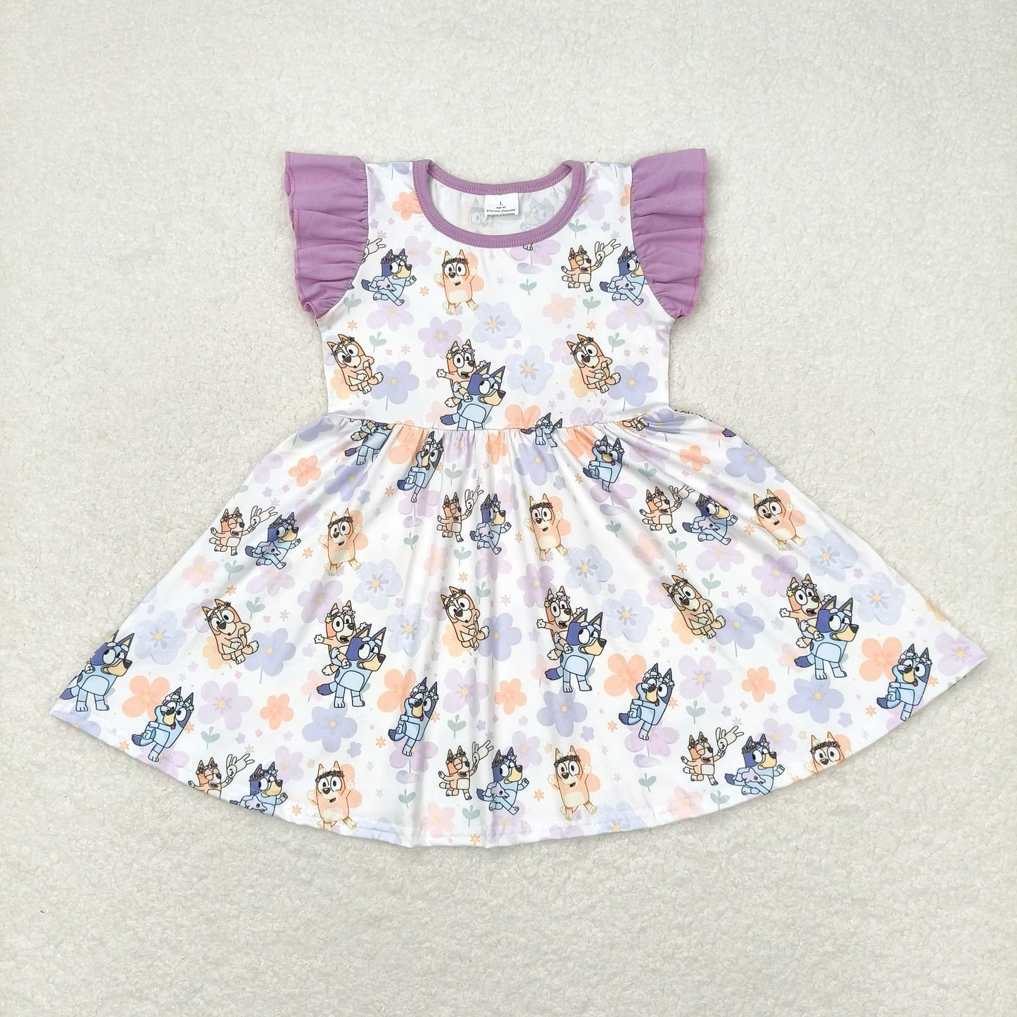 GSD1079 RTS toddler clothes bluey flying sleeve dress