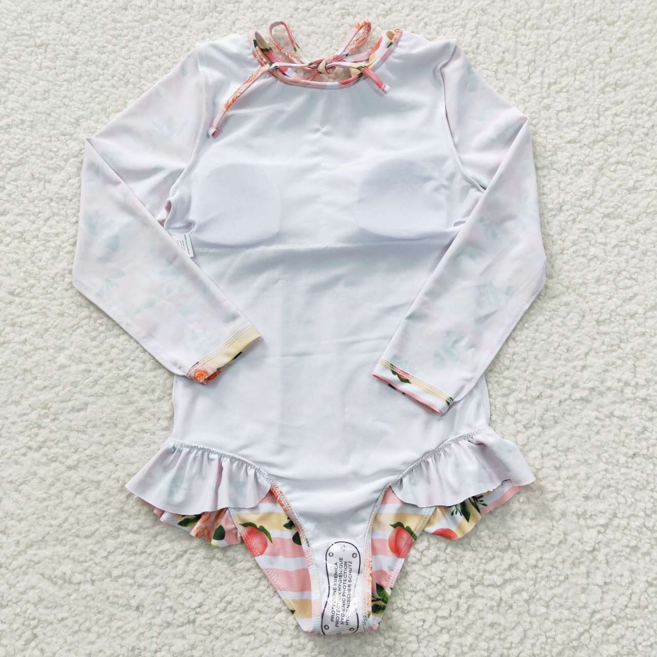 S0139 Peach pink long-sleeved one-piece swimsuit