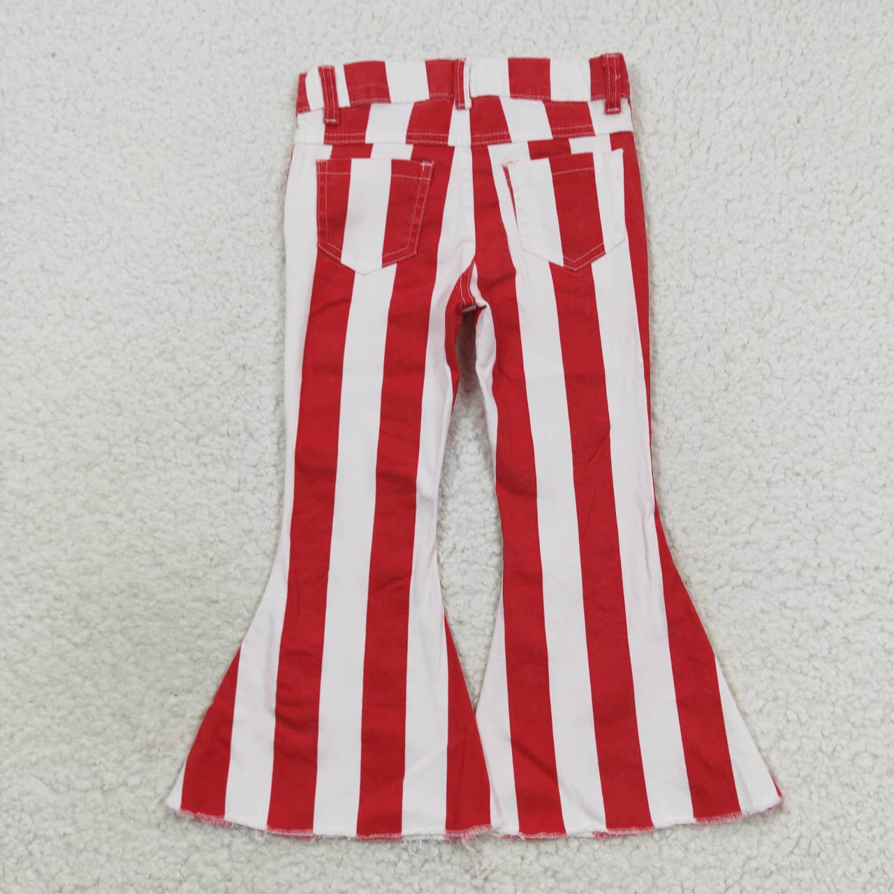 P0246 Red and white striped denim trousers