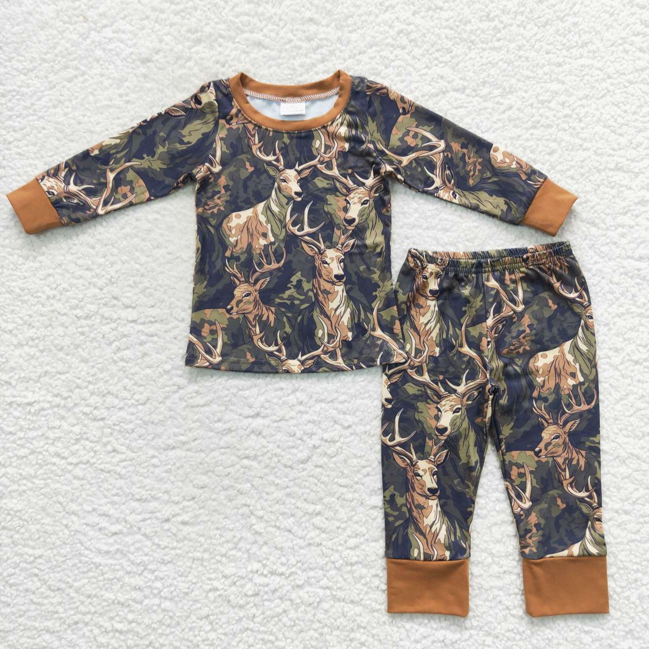 BLP0298 Jungle Hunting Deer Army Green Long Sleeve Trouser Set