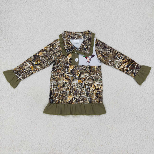 GT0312 Mallard Straw Camouflage Lace Zip Long Sleeve Top