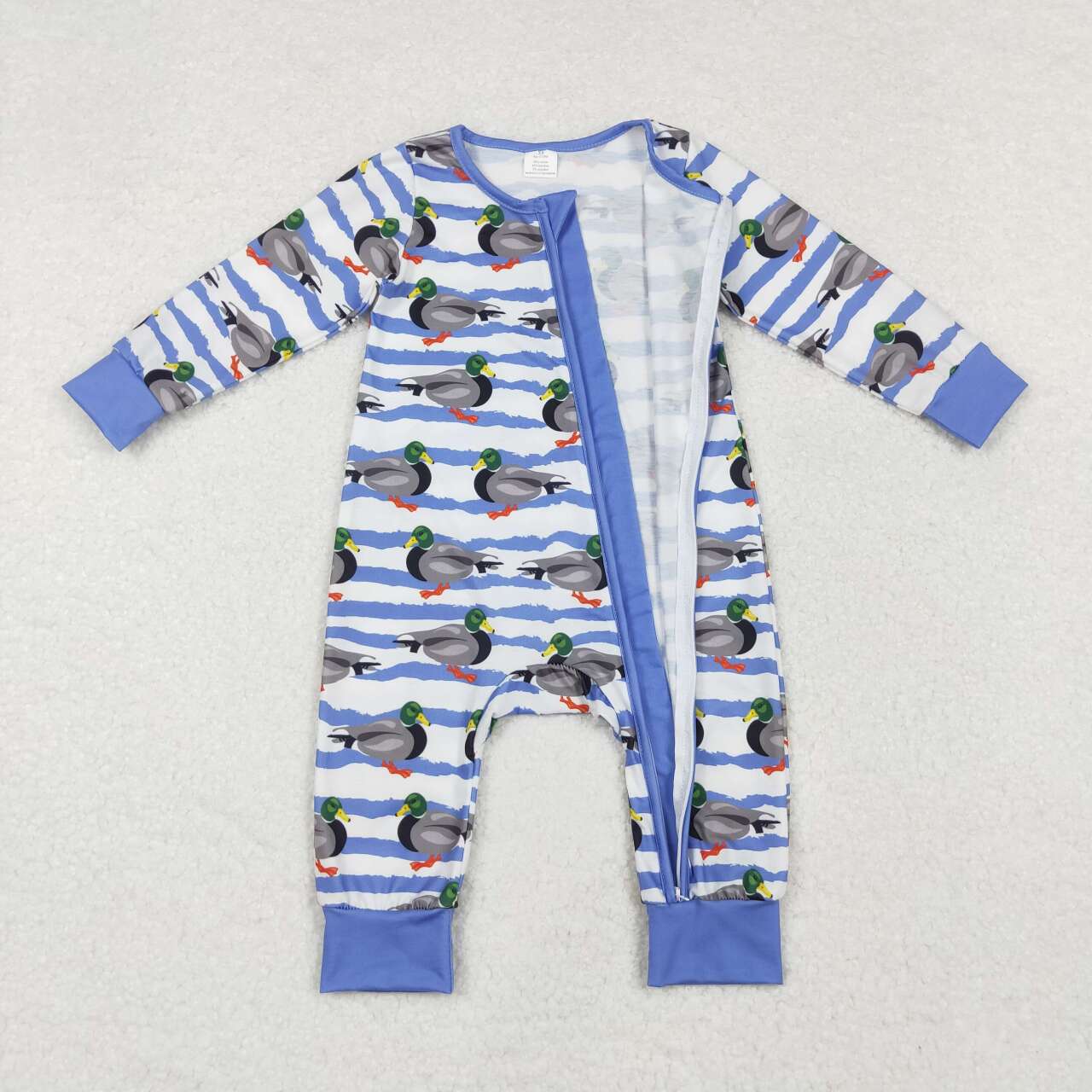 RTS NO MOQ ETA 5/7days arrived LR1645 Modal duck blue striped zipper long sleeve jumpsuit