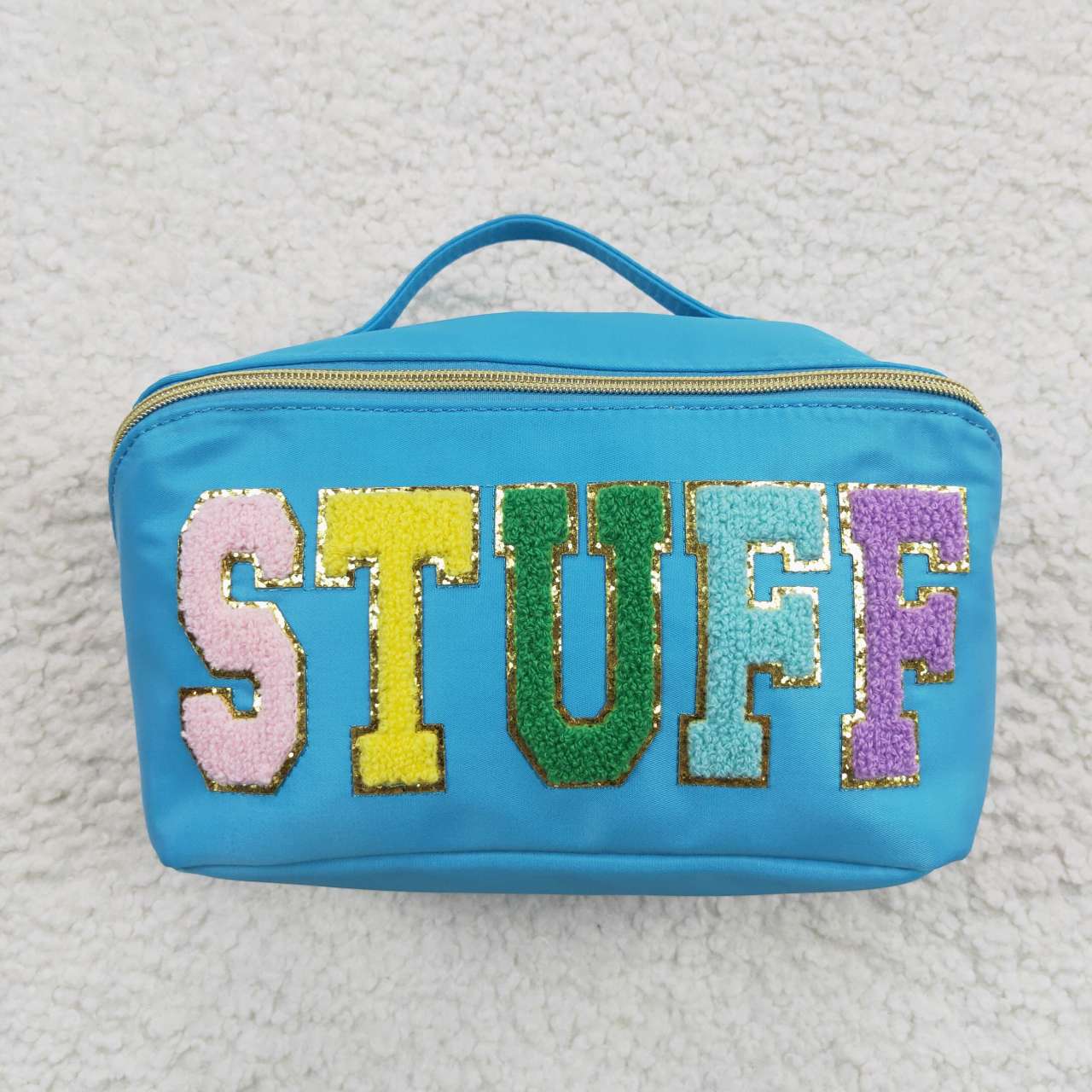 BA0093 stuff alphabet teal cosmetic bag