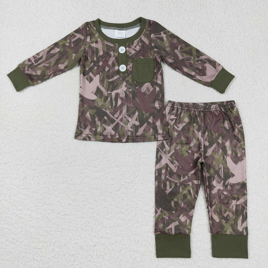 BLP0326 Camouflage pocket brown and green long-sleeved trousers suit