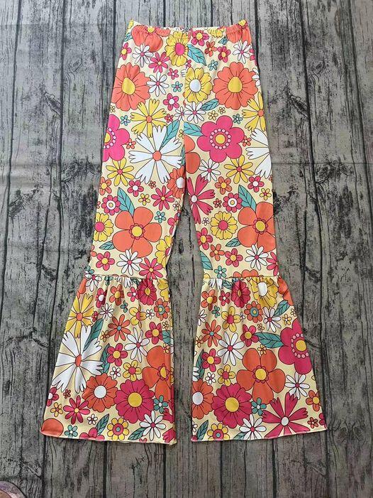 Adult Floral Yellow Milk Silk Trousers