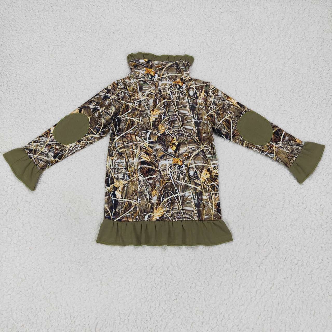 GT0312 Mallard Straw Camouflage Lace Zip Long Sleeve Top