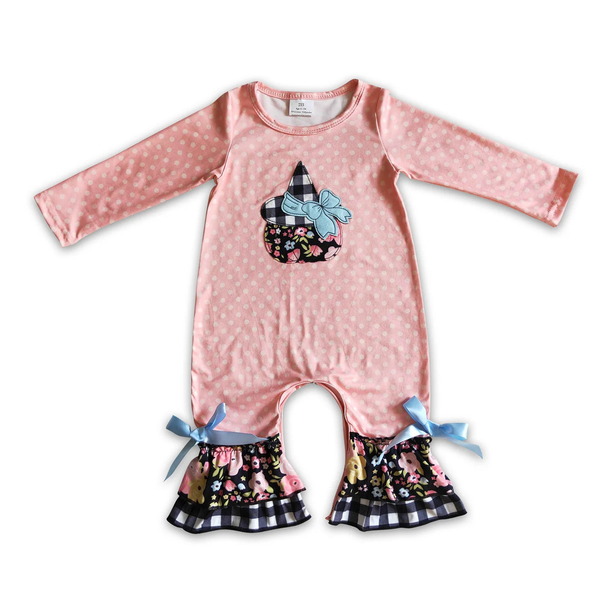 RTS Sibling baby girl clothes embroidery Halloween pumpkin long Sleeve pants sets and rompers