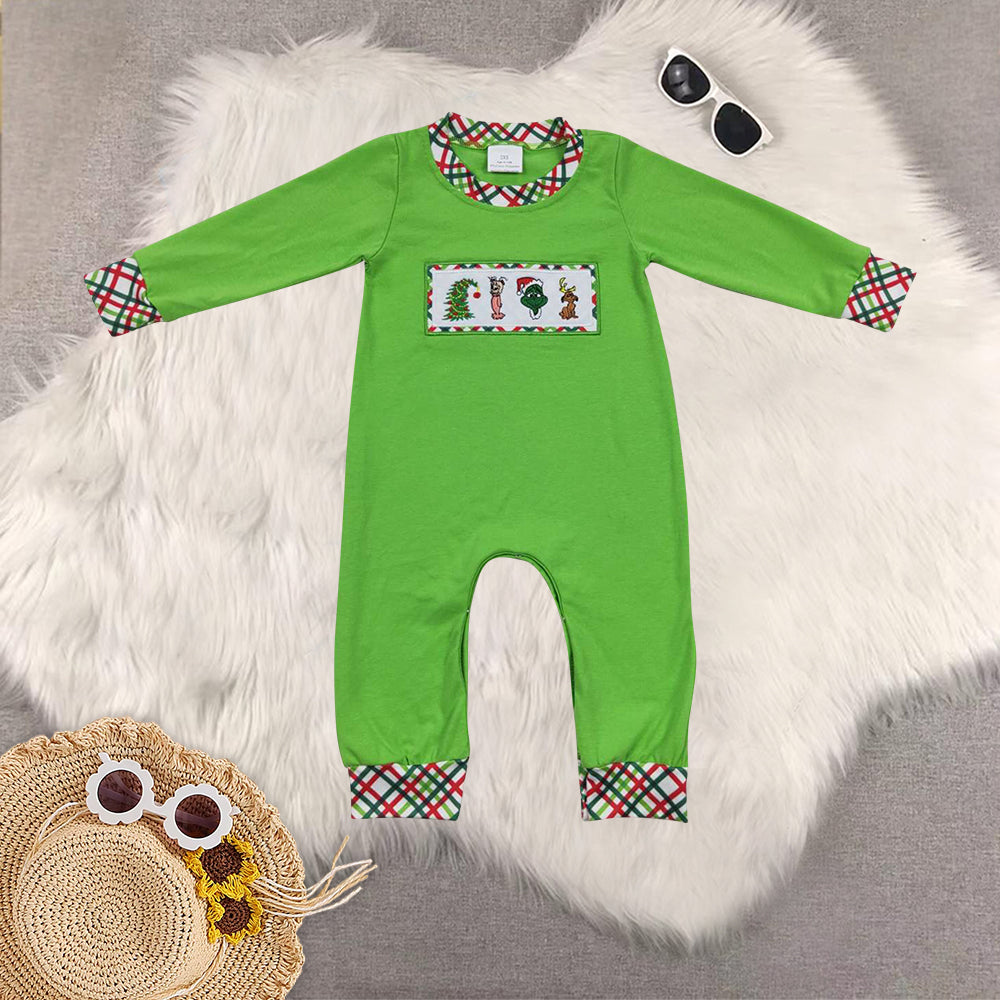 RTS NO MOQ Sibling baby girls boys clothes embroidery Christmas cartoon long-sleeved trousers suits and romper
