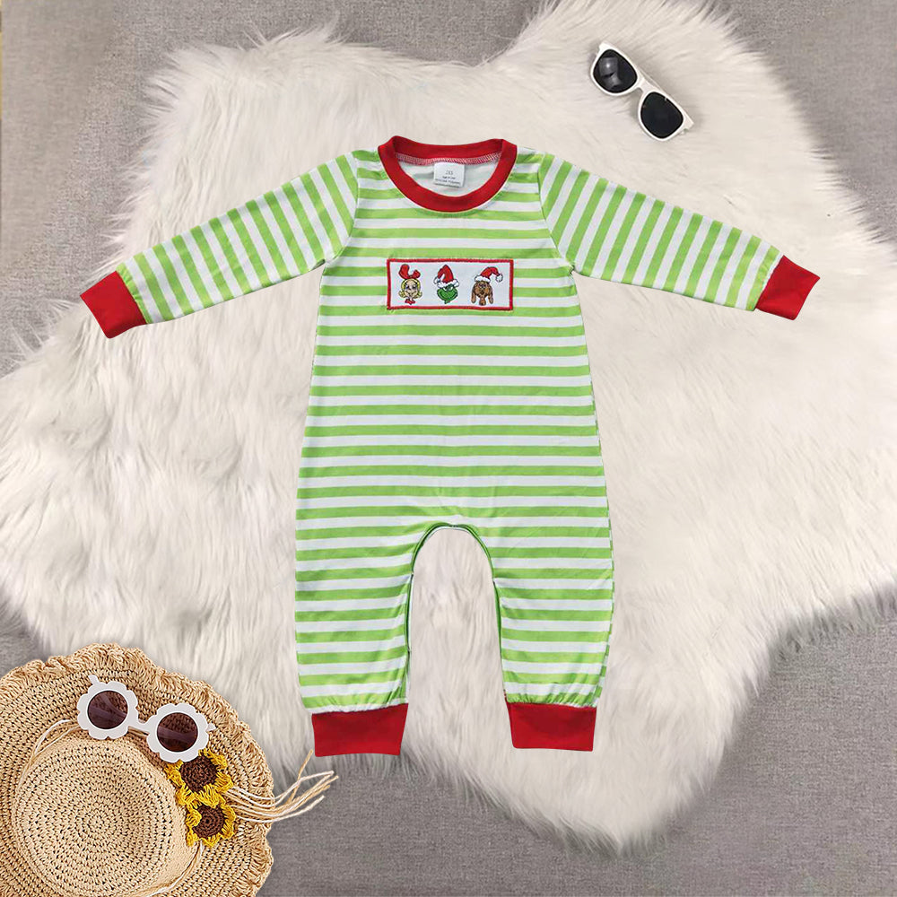 RTS NO MOQ Sibling Baby girls clothes Embroidery Christmas cartoon long-sleeved trousers suit & rompers and dress