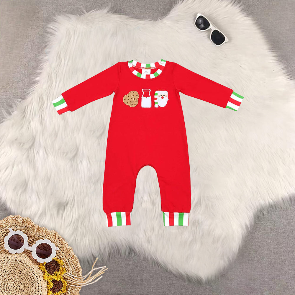 RTS NO MOQ Sibling Baby boys girls embroidery Christmas long-sleeved trousers suit & romper