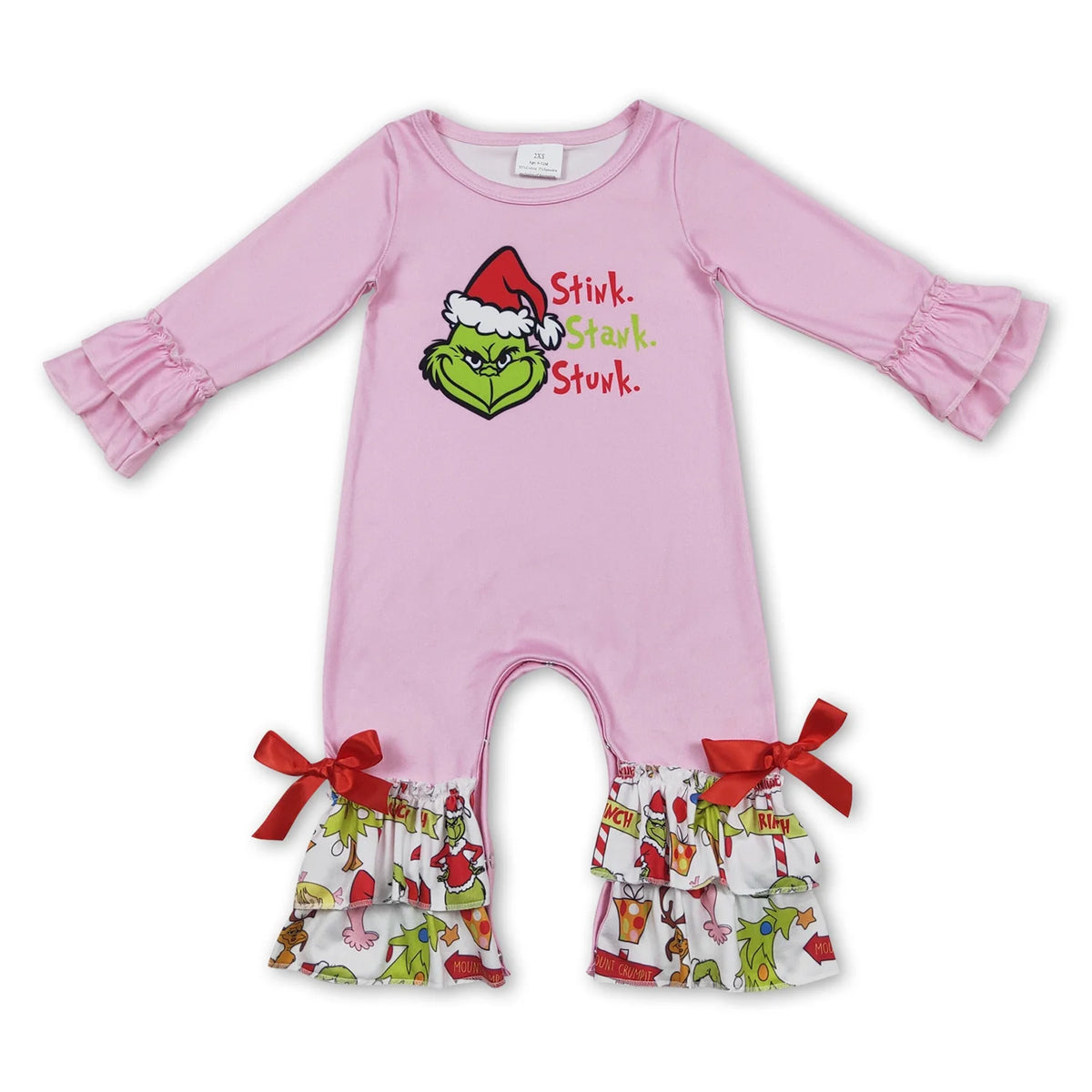 RTS NO MOQ Sibling baby girls clothes Christmas cartoon long-sleeved trousers suit & romper & dress