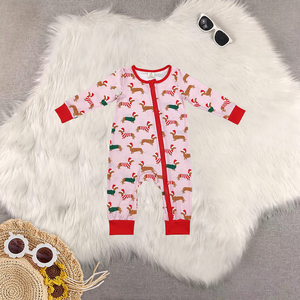 RTS NO MOQ Sibling Baby girls modal Christmas long-sleeved trousers suit & romper