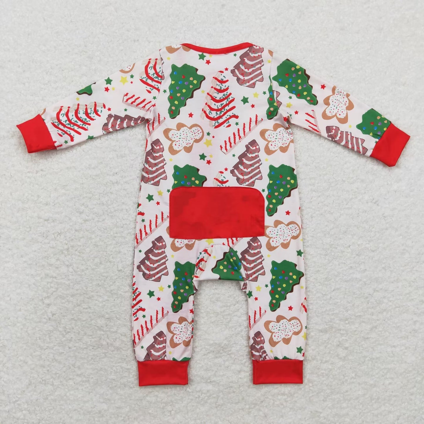 bamboo rts no moq LR1150 Modal Christmas tree cookie gingerbread man zipper long sleeve jumpsuit