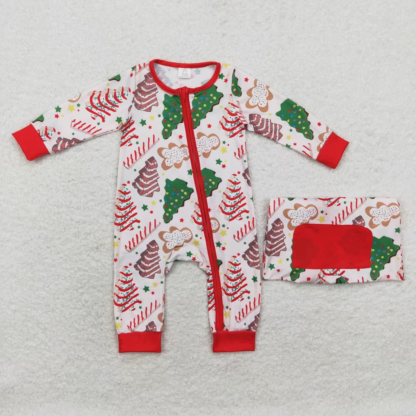 bamboo rts no moq LR1150 Modal Christmas tree cookie gingerbread man zipper long sleeve jumpsuit