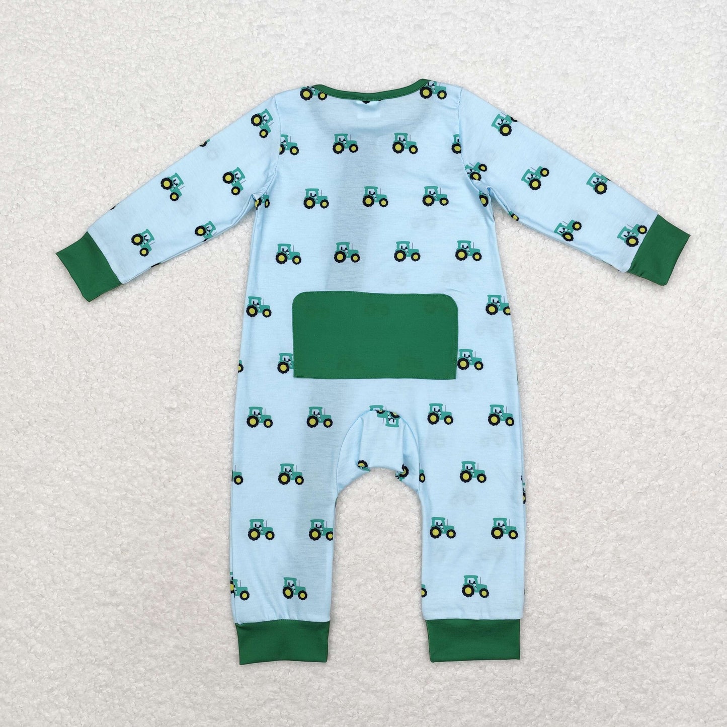 bamboo rts no moq LR1253 Modal Tractor Blue Green Zipper Long Sleeve Bodysuit