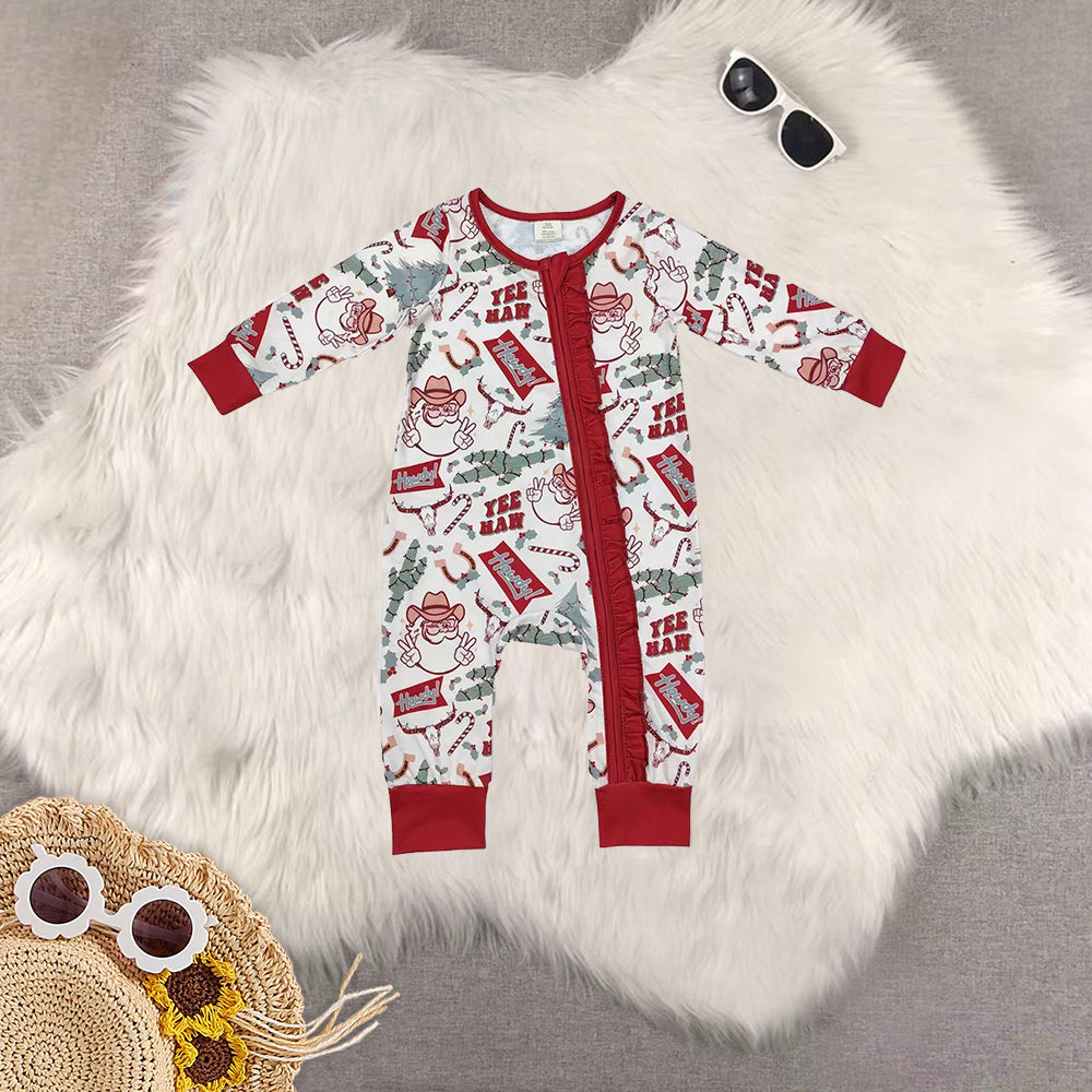 RTS NO MOQ Sibling Baby girls modal Christmas long-sleeved trousers suit & romper