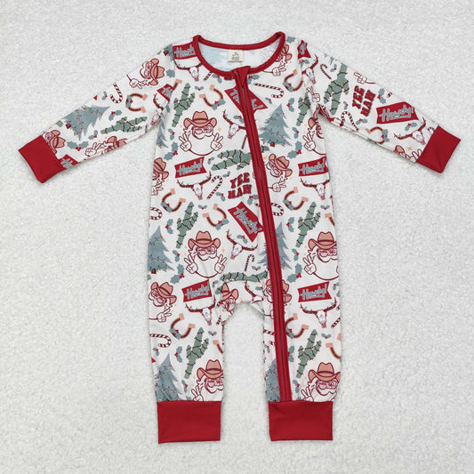 BAMBOO RTS NO MOQ ETA 5/7days arrived LR1278 Modal Santa Claus cactus cow head beige zipper long sleeve jumpsuit