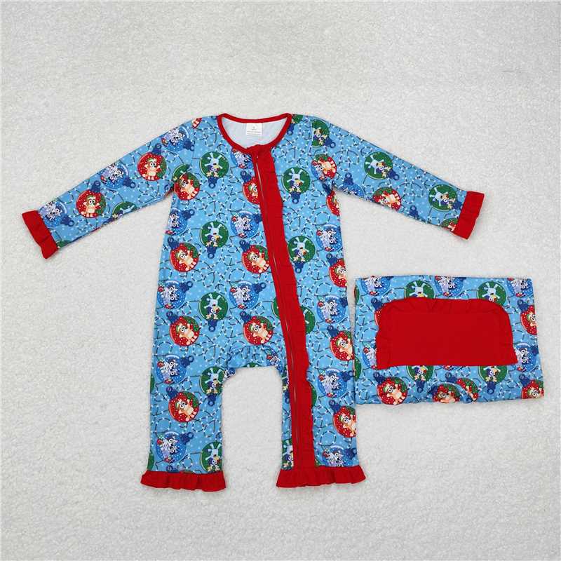 RTS NO MOQ Sibling Baby boys girls Christmas cartoon long-sleeved trousers suit & rompers