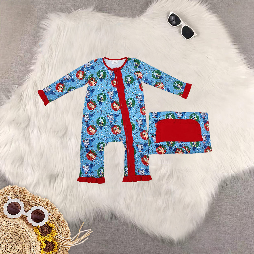 RTS NO MOQ Sibling Baby boys girls Christmas cartoon long-sleeved trousers suit & rompers
