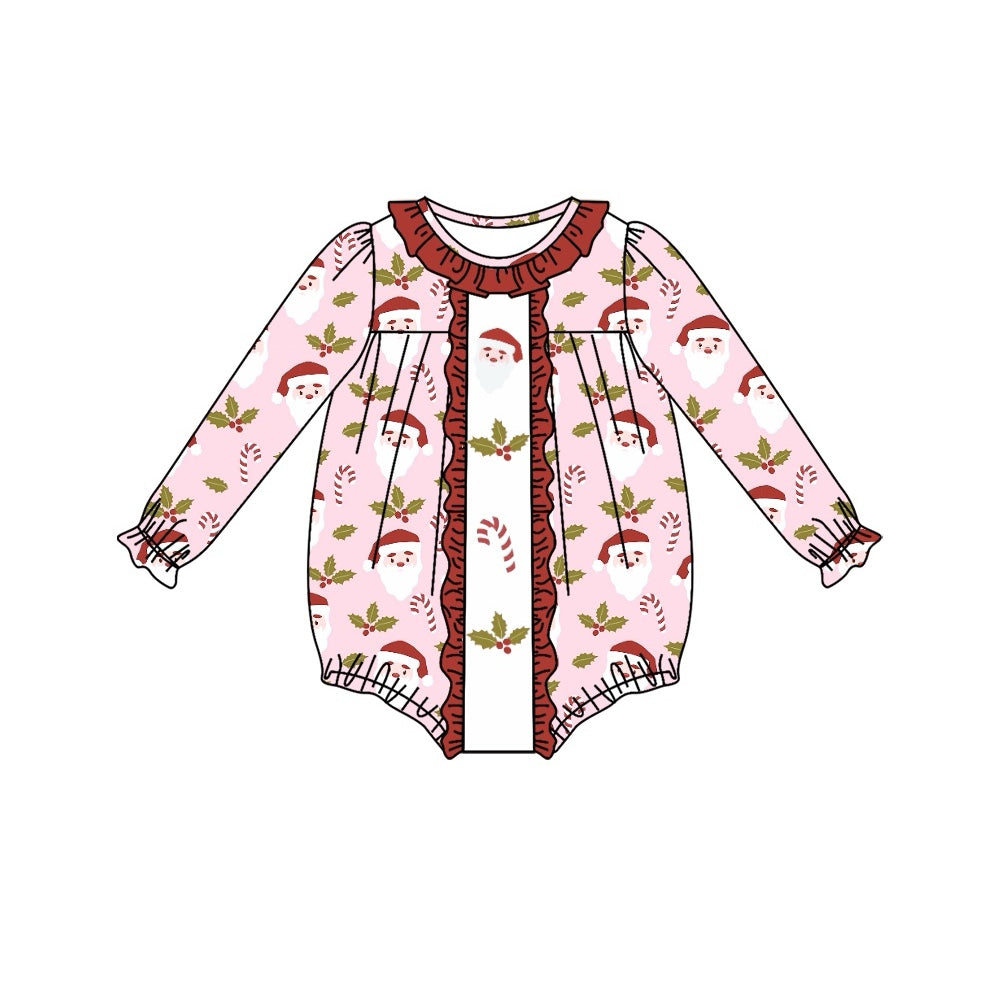no moq sales LR1320 baby girls clothes Christmas pink long Sleeve Romper-2024.7.19
