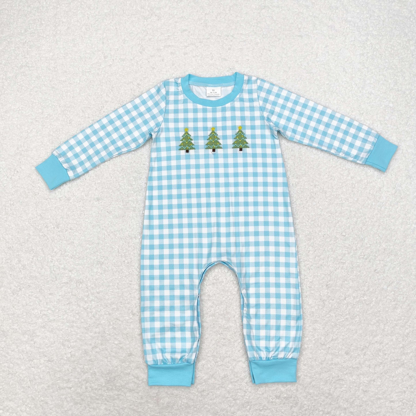 bamboo rts no moq LR1415 Modal Santa Claus light blue zipper long sleeve jumpsuit