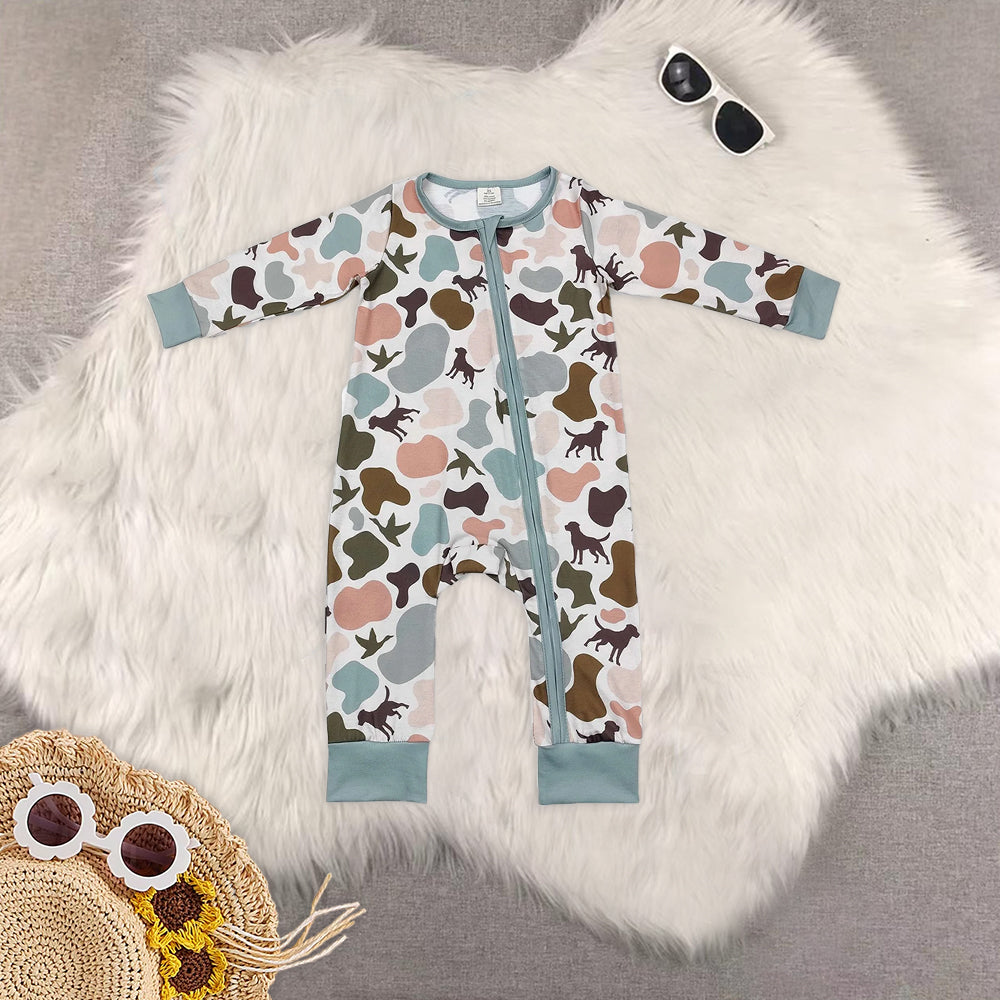 RTS NO MOQ Baby boy clothes modal camouflage long Sleeve Romper Mixed Sizes