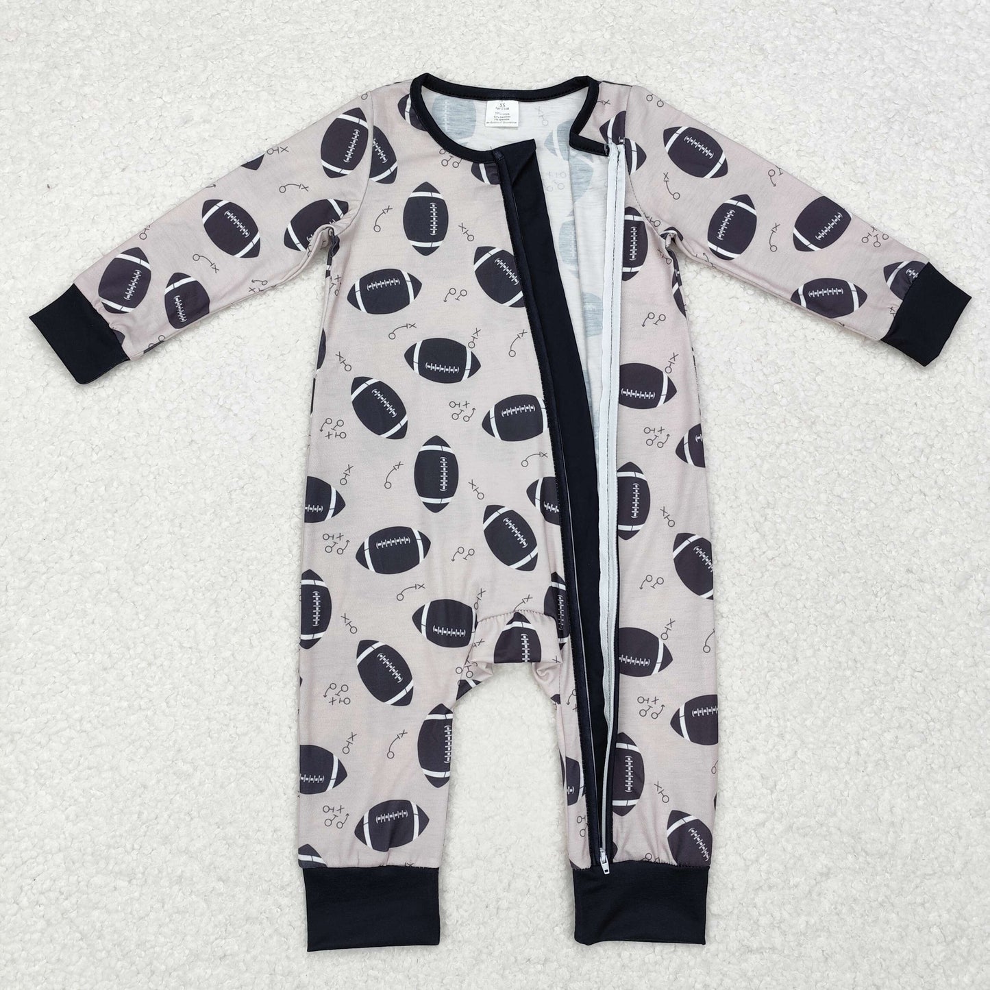 BAMBOO RTS NO MOQ ETA 5/7days LR1435 Modal Rugby Pattern Zipper Long Sleeve Bodysuit