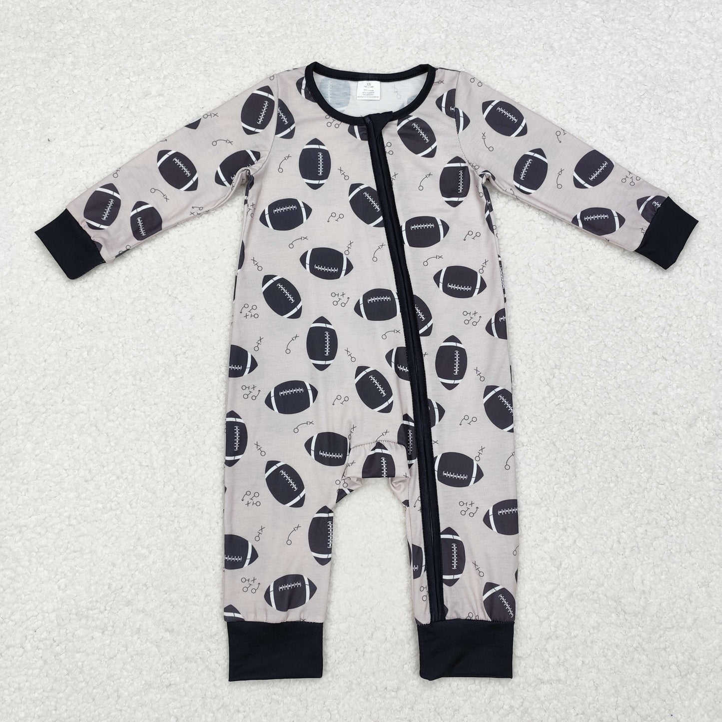 BAMBOO RTS NO MOQ ETA 5/7days LR1435 Modal Rugby Pattern Zipper Long Sleeve Bodysuit