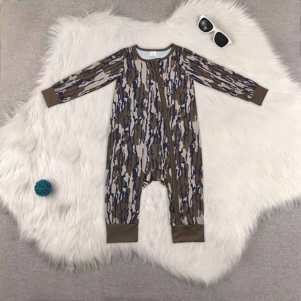 RTS NO MOQ Baby boy clothes modal camouflage long Sleeve Romper Mixed Sizes