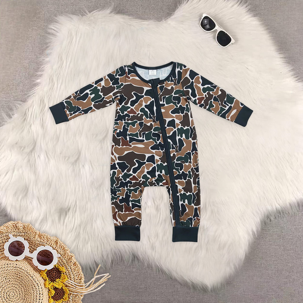 RTS NO MOQ Baby boy clothes modal camouflage long Sleeve Romper Mixed Sizes