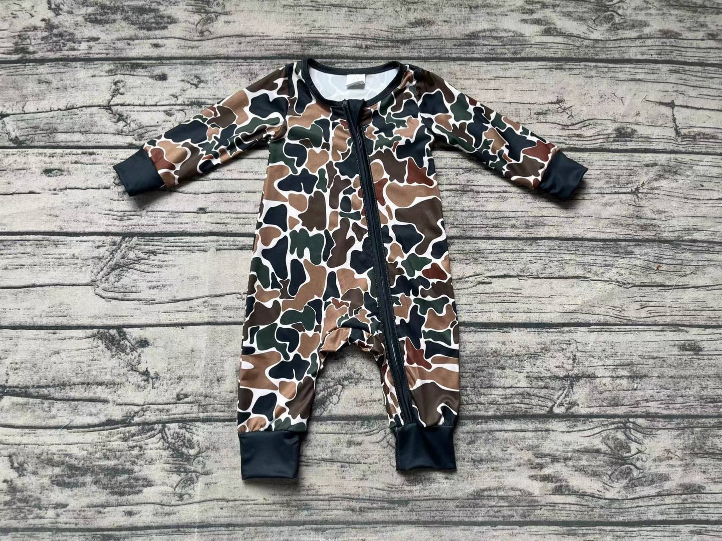 no moq sales LR1453 pre-order baby boys clothes camouflage green long Sleeve Romper