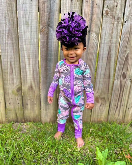 no moq sales LR1458 baby girls clothes pumpkin purple long Sleeve Romper-2024.8.5