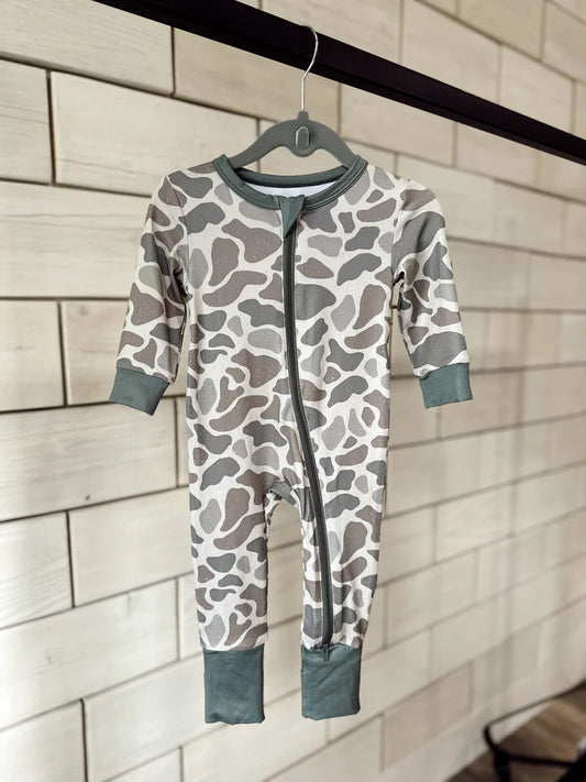 no moq sales LR1461 pre-order baby boys clothes camouflage gray long Sleeve Romper-2024.8.6