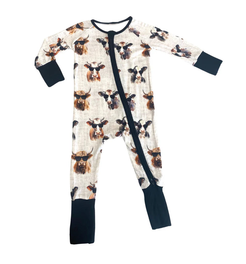 no moq sales LR1479 pre-order baby boys clothes cow head long Sleeve Romper-2024.8.6