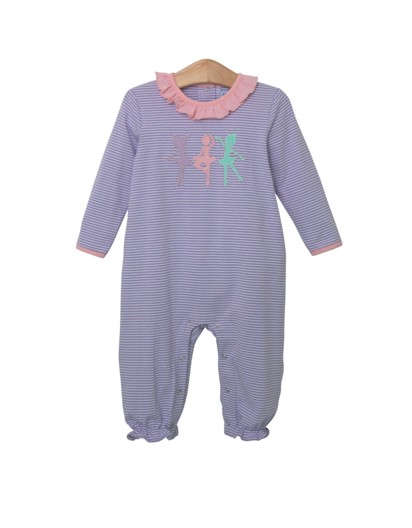 no moq sales LR1481 pre-order baby girls clothes ballet purple long Sleeve Romper-2024.8.7