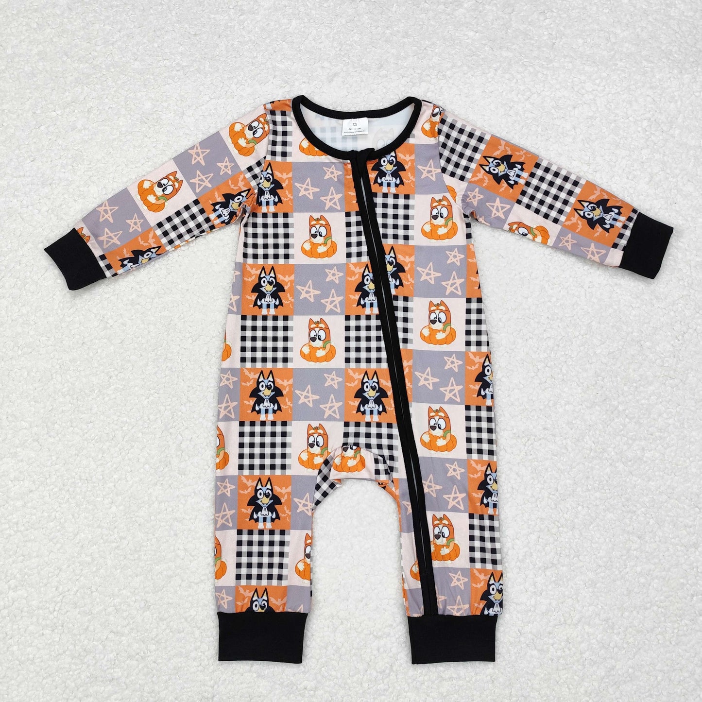 rts no moq LR1484 Bluey plaid Halloween zip-up long-sleeved jumpsuit