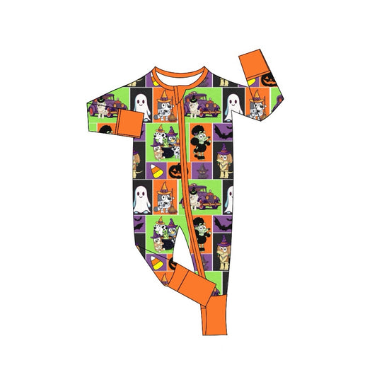 no moq sales LR1485 pre-order baby boys clothes halloween cartoon dog long Sleeve Romper-2024.8.7