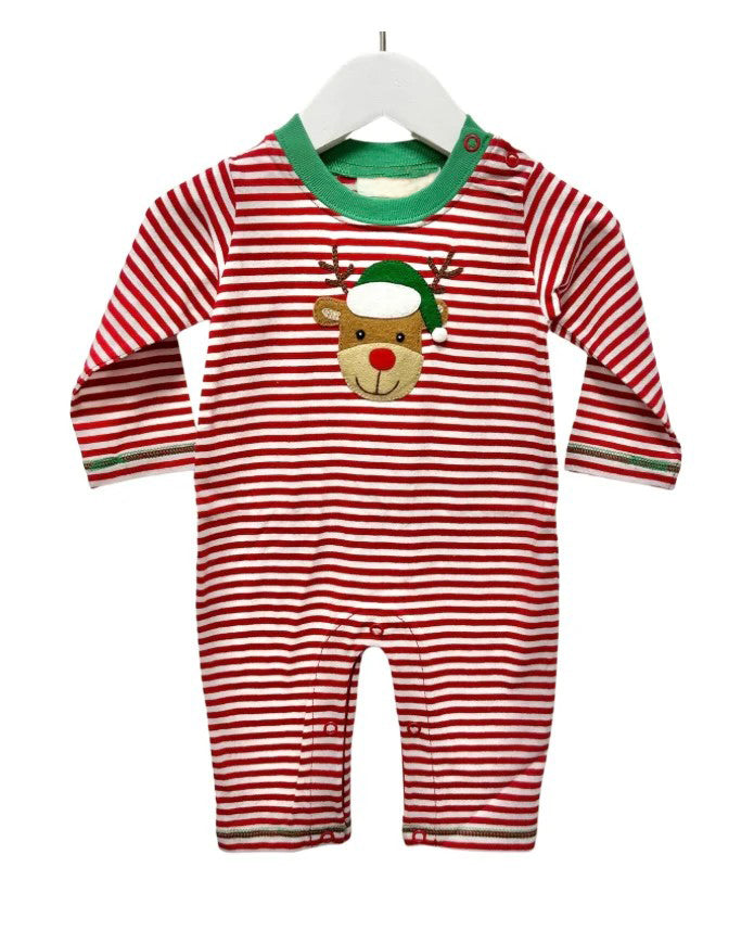 no moq sales LR1488 pre-order baby girls clothes Christmas red striped long Sleeve Romper-2024.8.7