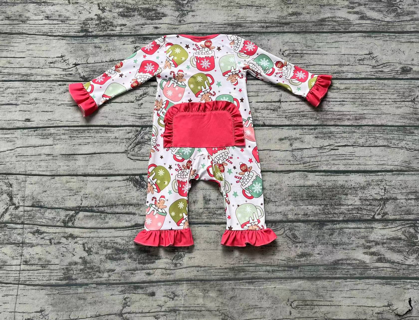 no moq sales LR1509 pre-order baby girls clothes Christmas long sleeve Romper