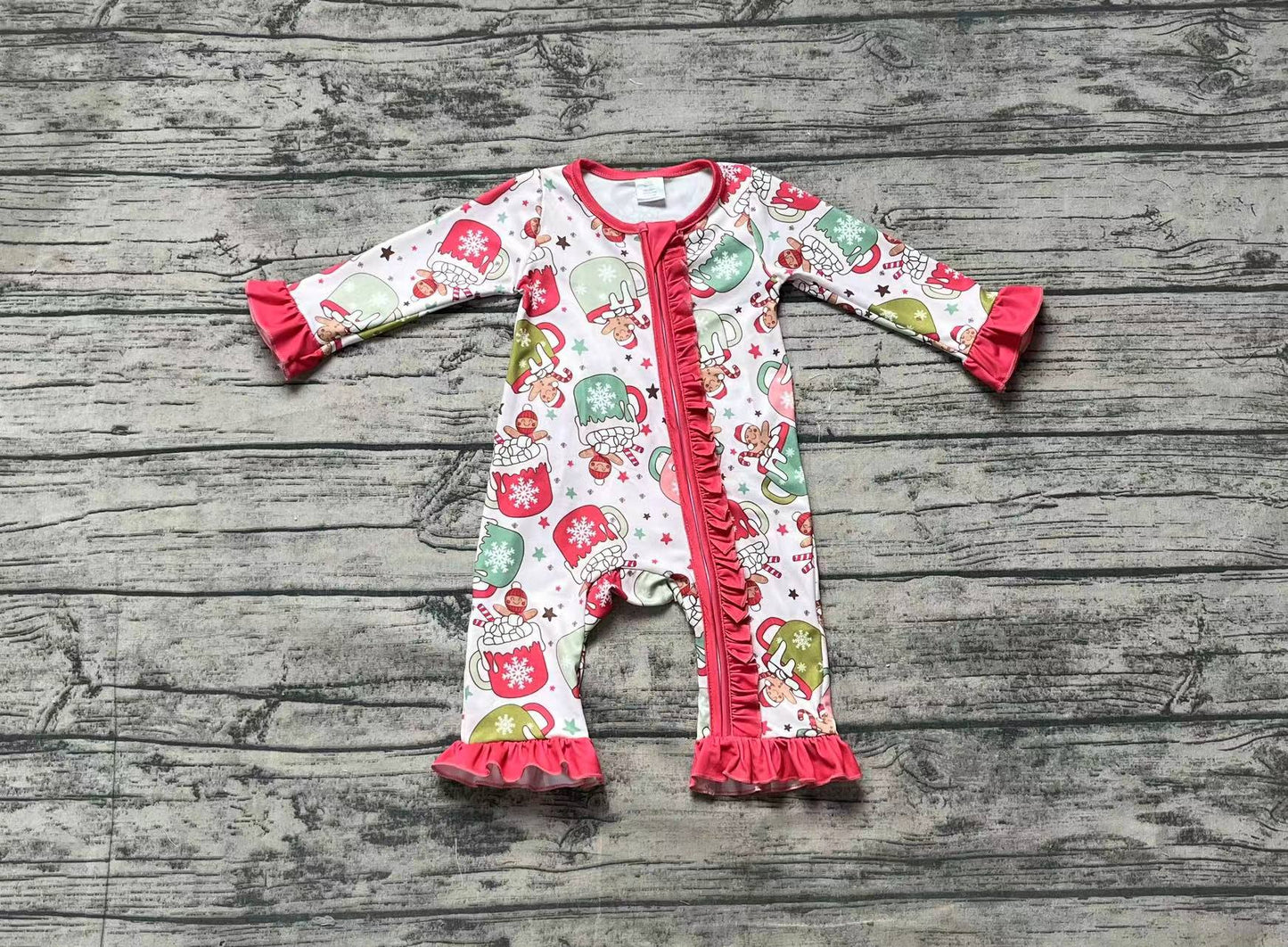 no moq sales LR1509 pre-order baby girls clothes Christmas long sleeve Romper