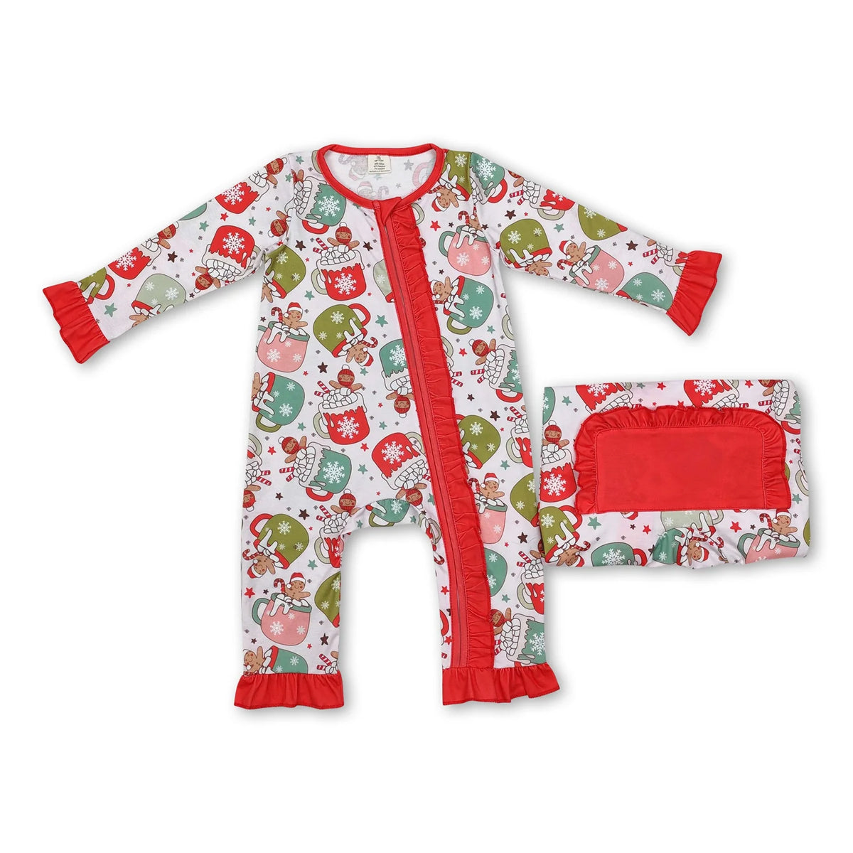 RTS NO MOQ Sibling Baby Girl boy clothes Christmas Cup Gingerbread Knee-Length Dress - Suit - Adult Pants - romper