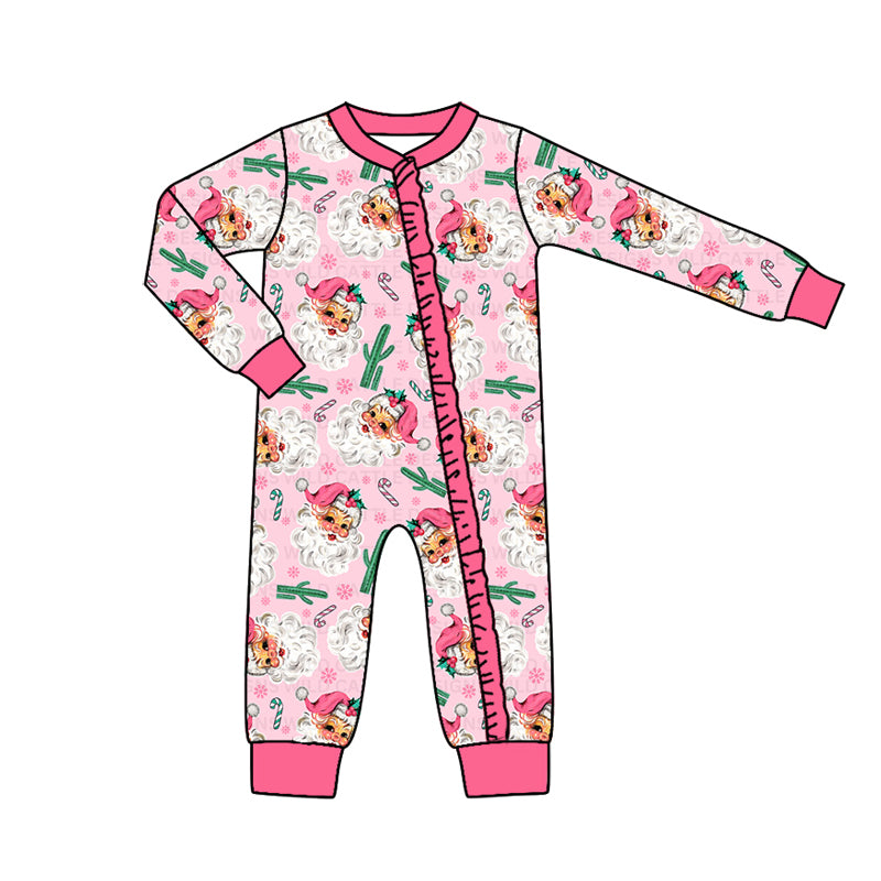 no moq sales LR1537 pre-order baby girls clothes Christmas pink long sleeve Romper-2024.8.12