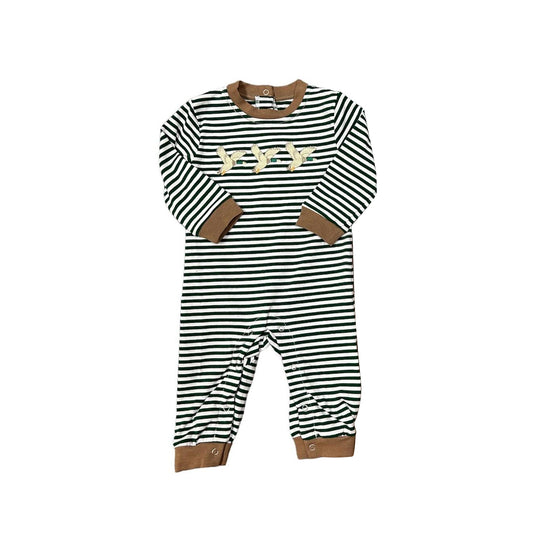 no moq sales LR1539 pre-order baby boys clothes ducks striped long Romper-2024.8.13