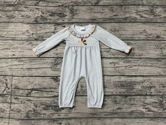 no moq sales LR1542 pre-order baby boys clothes embroidery turkey long Romper